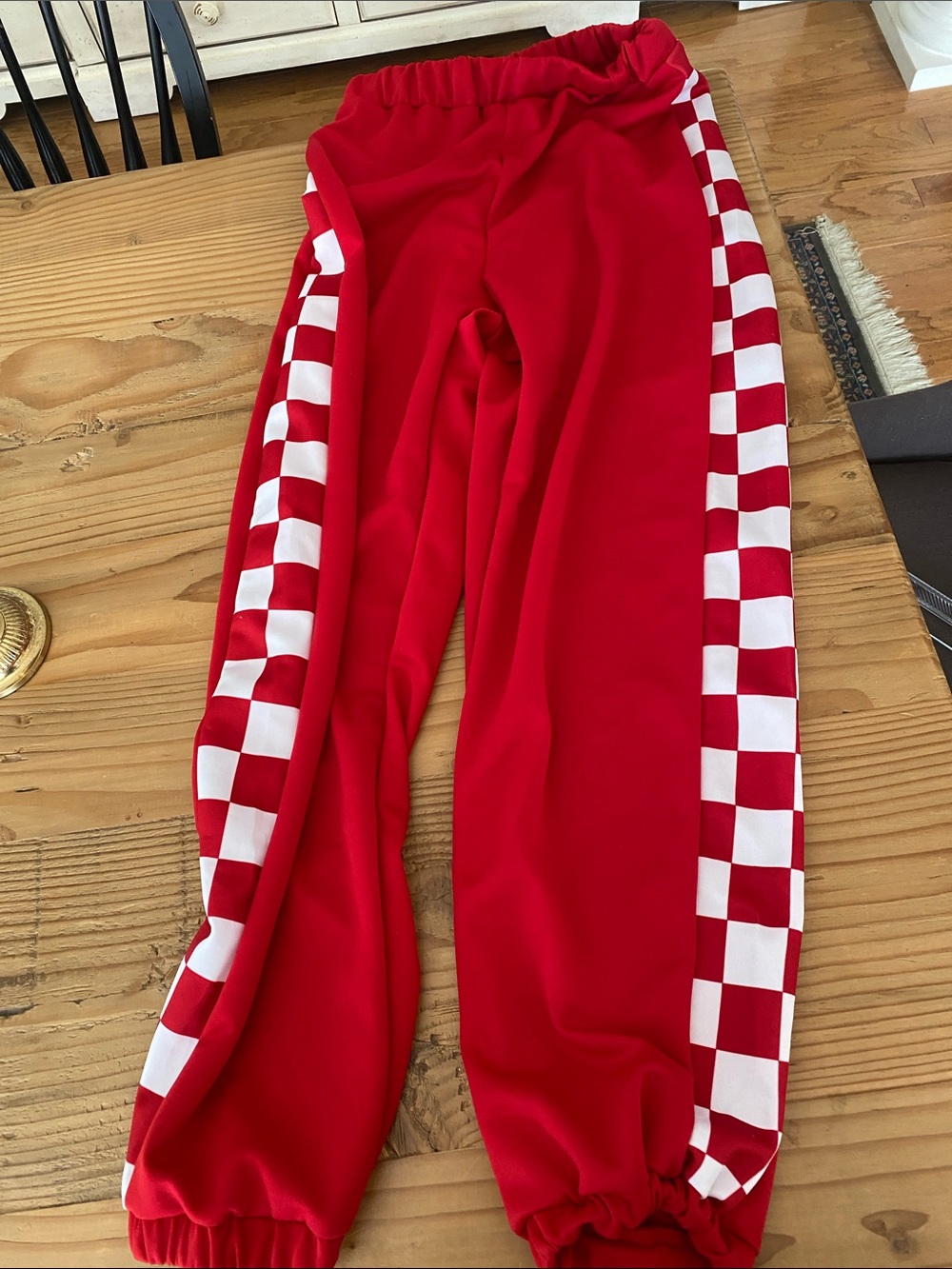 Hip hop Red Checkerboard Side Stripe Joggers